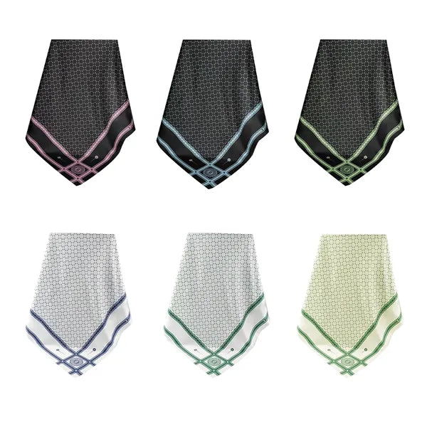 Faux Silk Square Scarf 20" x 20" Green Sporty Bandana