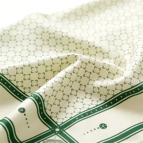 Faux Silk Square Scarf 20" x 20" Green Sporty Bandana