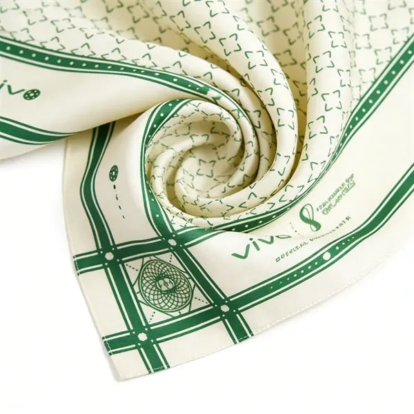 Faux Silk Square Scarf 20" x 20" Green Sporty Bandana