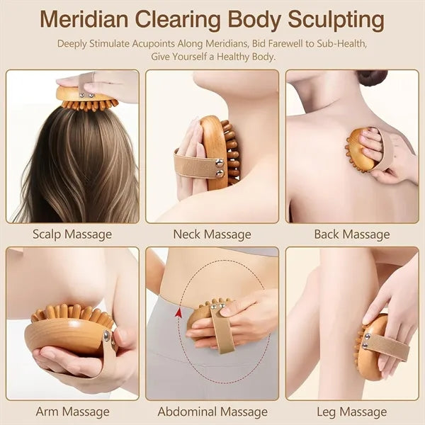 Wooden Body Scalp Massage Comb Gua Sha Sandalwood Relief