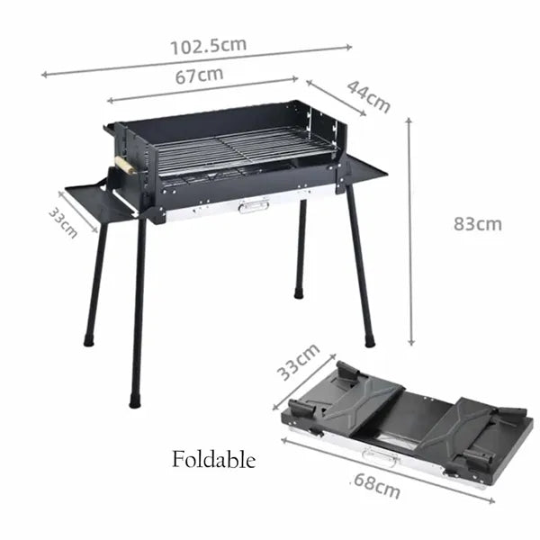 Large Folding Barbecue Charcoal Grill Outdoor Portable