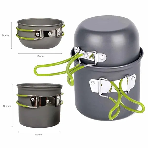 New Portable Alloy Camping Cookware Pot Kit