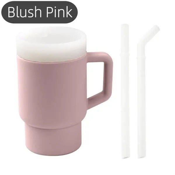 Silicone Toddler Sippy Cup With Two Straws