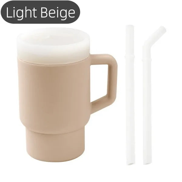 Silicone Toddler Sippy Cup With Two Straws