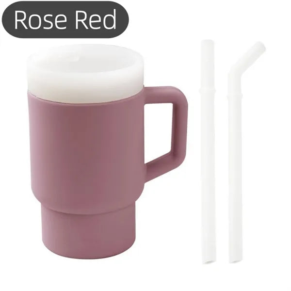 Silicone Toddler Sippy Cup With Two Straws