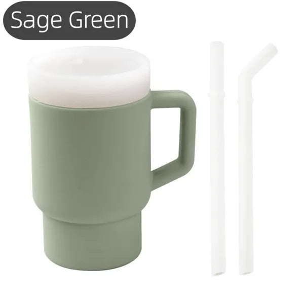 Silicone Toddler Sippy Cup With Two Straws