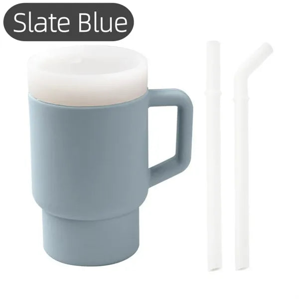Silicone Toddler Sippy Cup With Two Straws