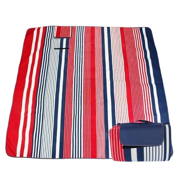 Fleece Red Striped Waterproof Outdoor Picnic Mat