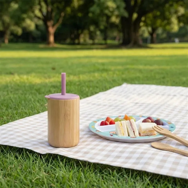 Bamboo Silicone Toddler Sippy Cup With Lid Gift