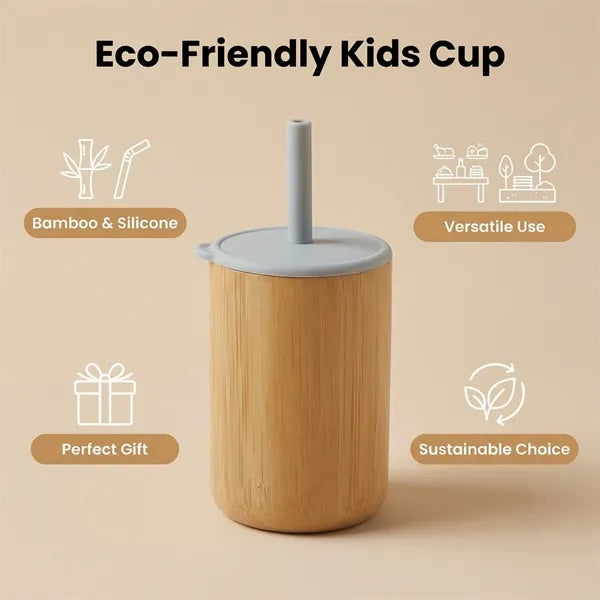 Bamboo Silicone Toddler Sippy Cup With Lid Gift