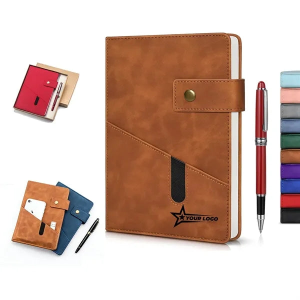 A5 Premium Leather Notebook With Pen Gift Box