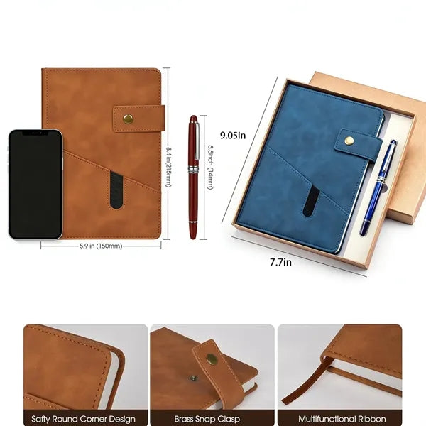 A5 Premium Leather Notebook With Pen Gift Box