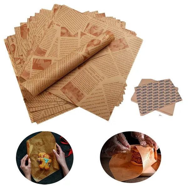 Disposable Greaseproof Kraft Paper Food Sheets 10" x 10"