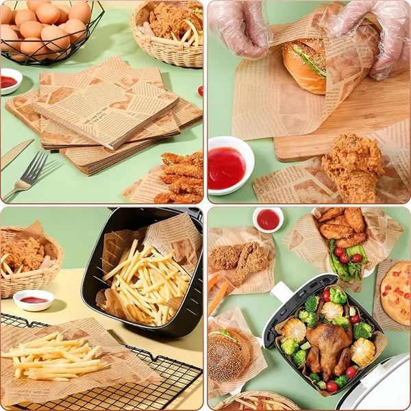 Disposable Greaseproof Kraft Paper Food Sheets 10" x 10"