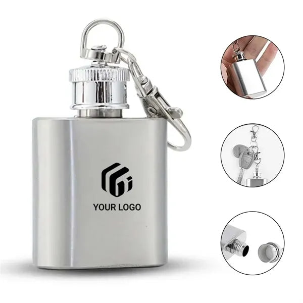 1oz Mini Portable Stainless Steel Liquor Flask with Keychain