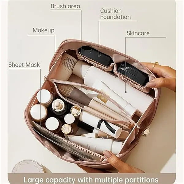 Travel PU Leather Makeup Large Capacity Cosmetic Bag