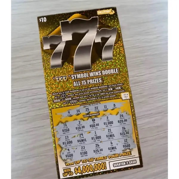 Scratch-Off Prize Cards Pull-Tabs Lottery Ticket