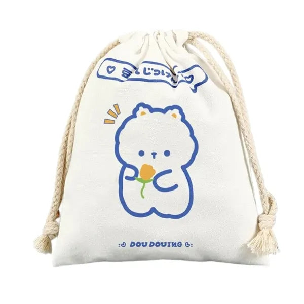 Logo Canvas Drawstring Pouch Bag