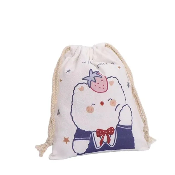 Logo Canvas Drawstring Pouch Bag