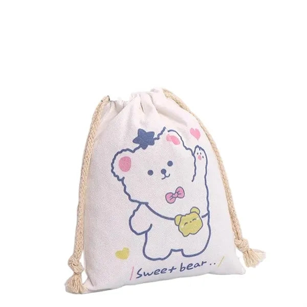 Logo Canvas Drawstring Pouch Bag