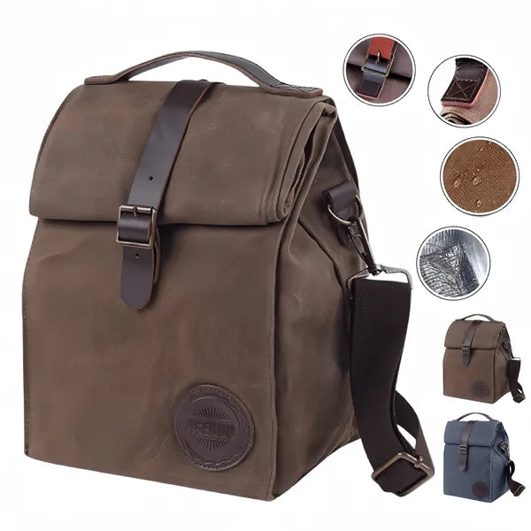Insulated Canvas Lunch Bag Thermal Retro Tote Portable