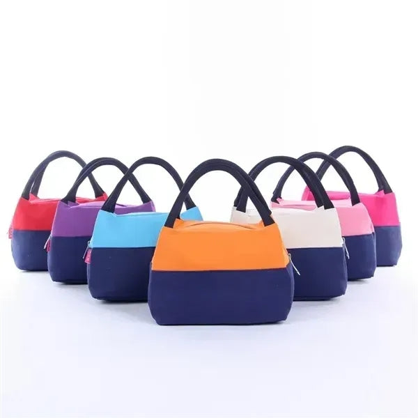 Canvas Insulated Zippered Tote Lunch Bag
