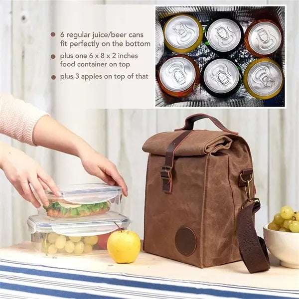 Insulated Canvas Lunch Bag Thermal Retro Tote Portable