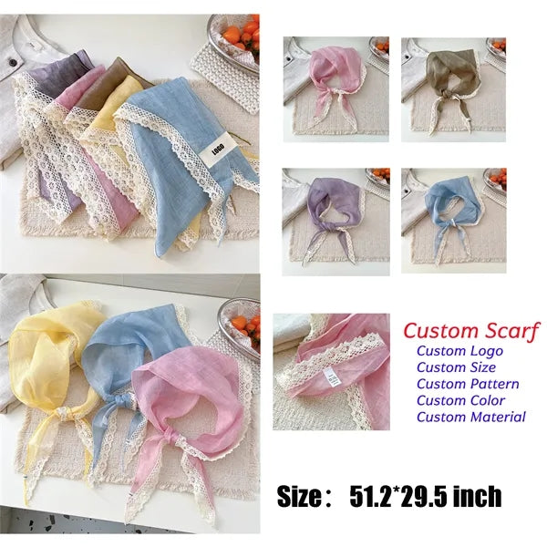New women 51.2-inch cotton linen triangular scarf