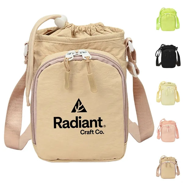 Mini Crossbody Bag Drawstring Nylon Travel Pouch