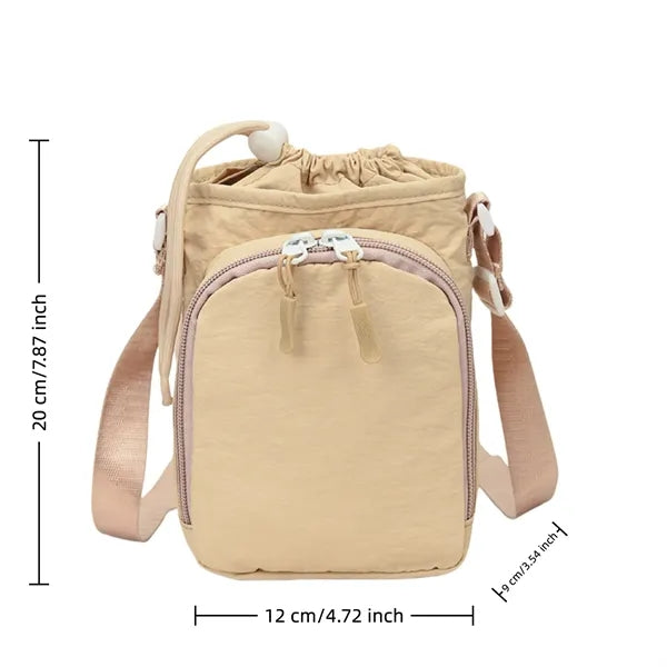 Mini Crossbody Bag Drawstring Nylon Travel Pouch