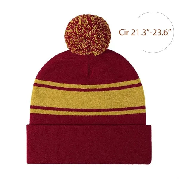 Hand-Knitted Winter Pompom Beanie Hat Cap