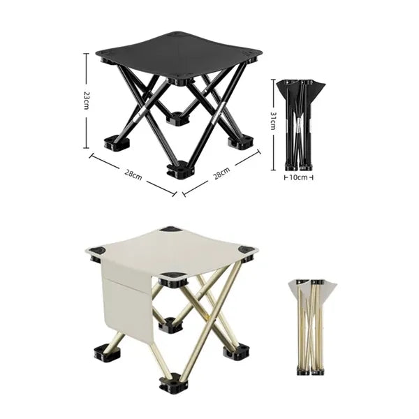 Portable Folding Camping Stool With Side Pocket