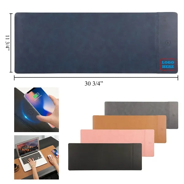 Faux Leather 15W Wireless Charging Mouse Pad