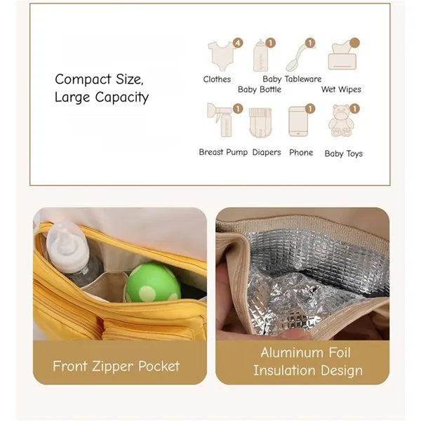 Diaper Backpack Insulated Pocket Stroller Hook Anti Theft