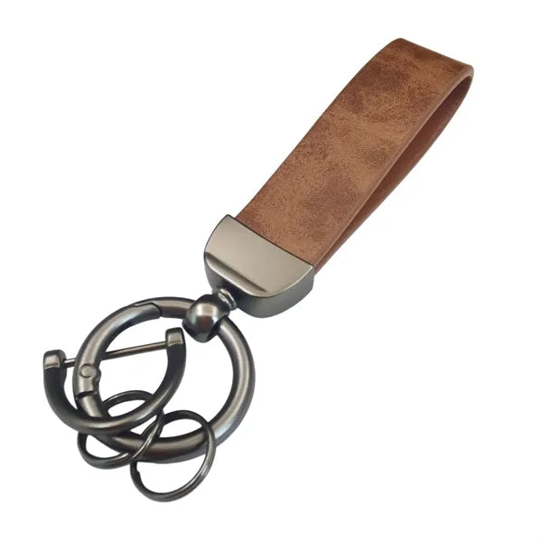 Leather Key Chain Holder With Anti-Lost D-Ring