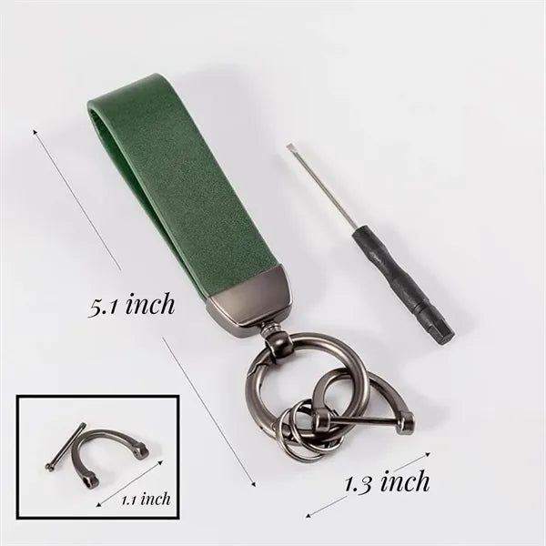 Leather Key Chain Holder With Anti-Lost D-Ring