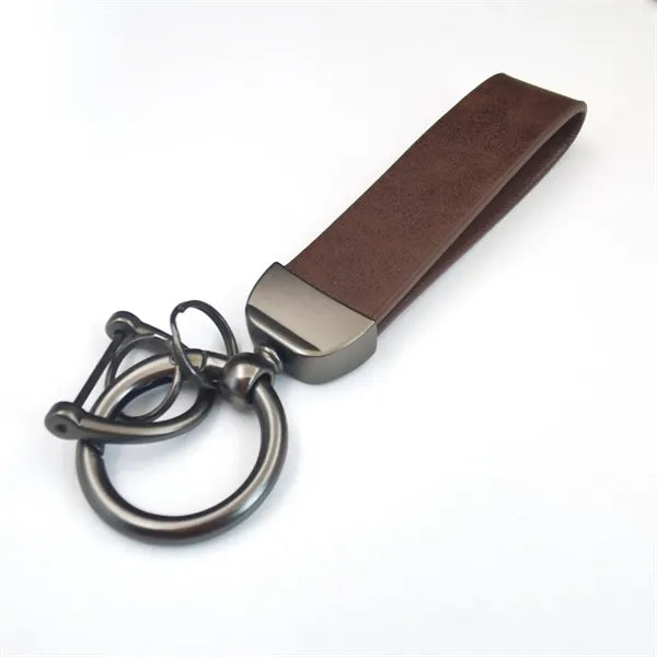Leather Key Chain Holder With Anti-Lost D-Ring
