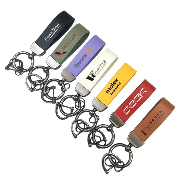 Leather Car Keychain With 4 Rings