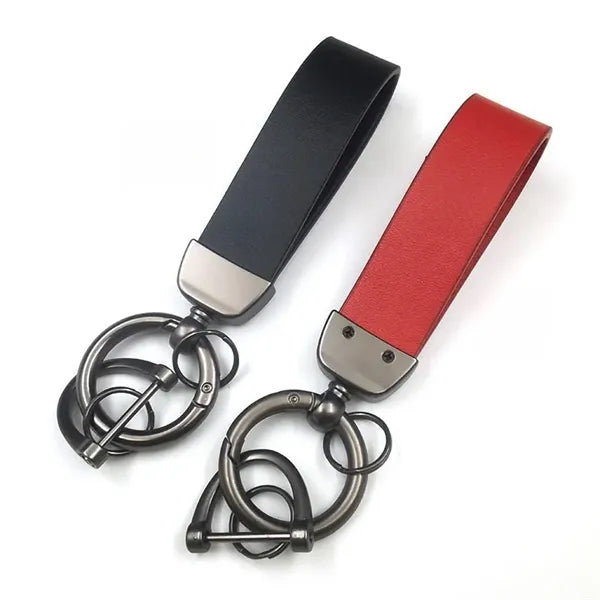 Leather Car Keychain With 4 Rings