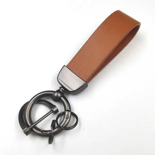 Leather Car Keychain With 4 Rings