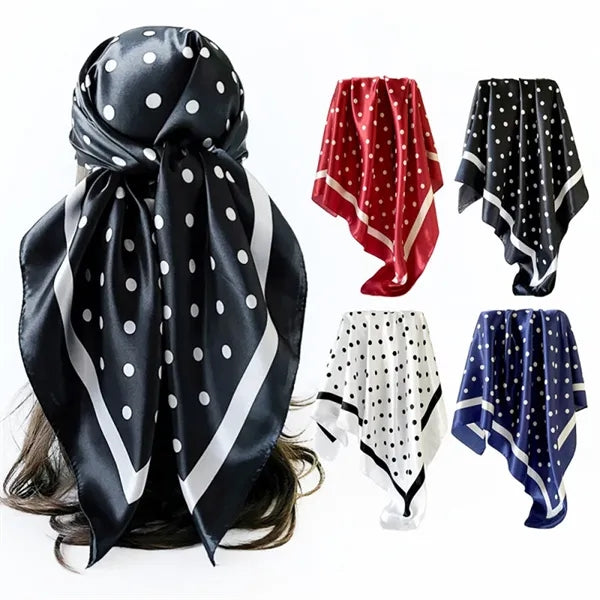 Polka dot printed headscarves and square scarves