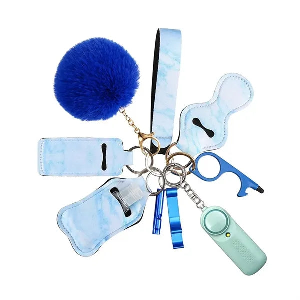 Personal Safety Alarm Keychain Set With LED Light
