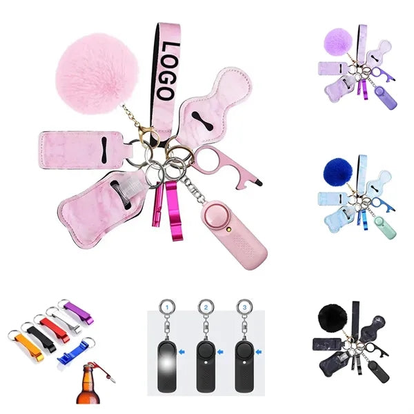 Personal Safety Alarm Keychain Set With LED Light