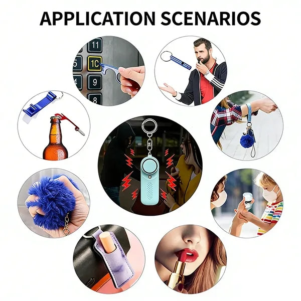 Personal Safety Alarm Keychain Set With LED Light
