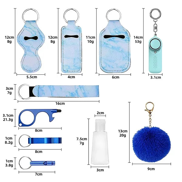 Personal Safety Alarm Keychain Set With LED Light
