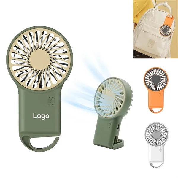 Foldable Mini Handheld Fan with 3 Speeds and Carabiner Clip