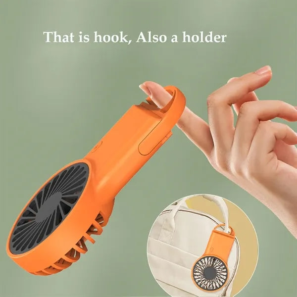 Foldable Mini Handheld Fan with 3 Speeds and Carabiner Clip