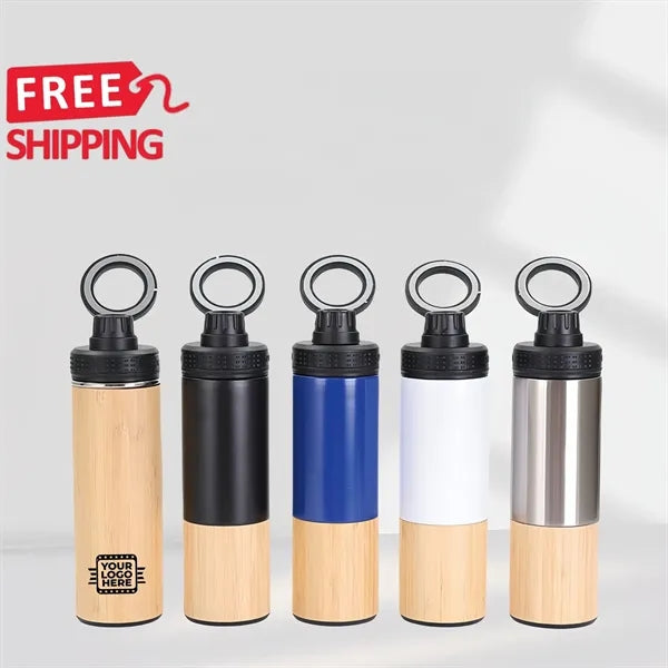 Bamboo Stainless Steel Insulated Travel Mug Magnetic