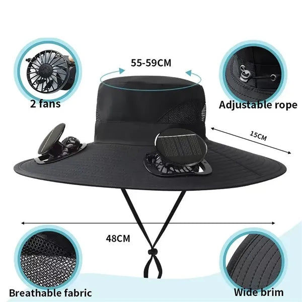 Solar Fan Sun Hat for Fishing