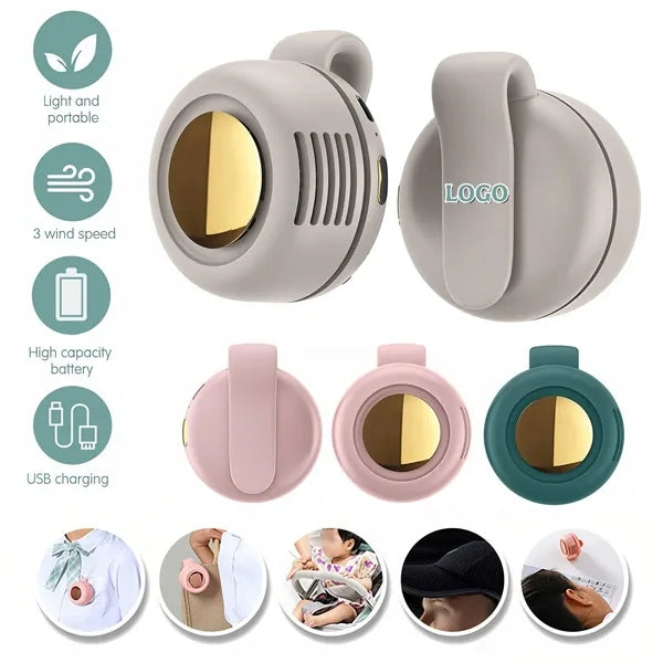 MOQ Portable silent mini bladeless fan 3 speed clip on